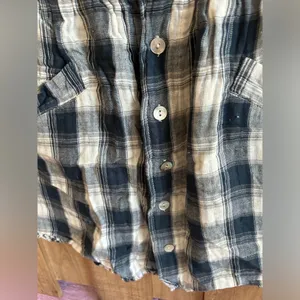 POL Ladies Girls Skirt Button Front Plaid Summer Cotton Sz Large thumbnail 2