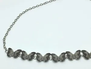 Vintage Y2K Silver Butterfly Chain Belt, Fits 12–36 Inches, X7GA1225 thumbnail 1