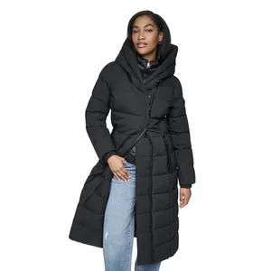 DKNY Women's Bibbed Hooded Puffer Coat Black Size XXL Long thumbnail 2