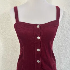 PacSun Red Buttoned Mini‎ Corduroy dress thumbnail 4