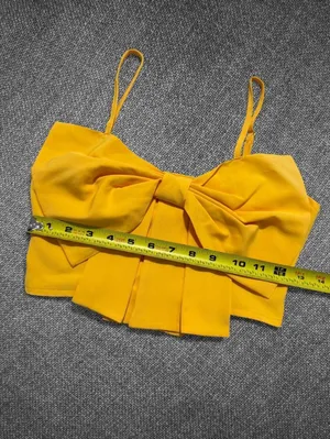 Yellow Oversized Bow Cropped Cami Top Size Small thumbnail 5