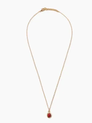 Leeada Oval Gemstone Pendant Necklace Gold Tone Burgundy Stone LEE-FA-002 NEW thumbnail 6