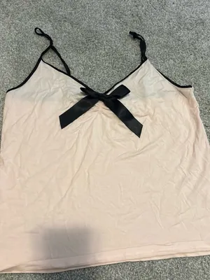 Victoria's Secret NWT Soft Pink and Black Satin-Trim Cami & Booty short sleep set Large thumbnail 3