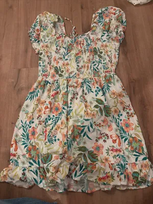 Floral Smocked Puff Sleeve Mini Dress - White Multi thumbnail 1