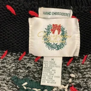 Vintage Christopher and Banks Hand Embroidered Christmas Sweater Vest Size Mediu thumbnail 4