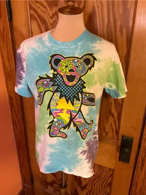 Liquid Blue Grateful Dead Dancing Bear Tie Dye Graphic Tee Small thumbnail 7