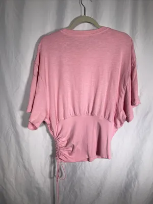 Zara Womens Pink Slub Knit Top Blouse Large 4174/345/620/L thumbnail 6