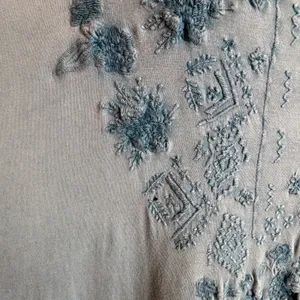 Caite Blue Embroidered Cotton Maxi Dress Short Sleeve Boho Lagenlook Size 1X thumbnail 3