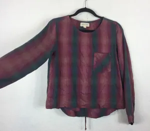 Anthropologie Cloth & Stone Plaid Lace Up Back Top thumbnail 6