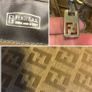 Vintage 1990'S Fendi Zucchino Ff Logo Brown Coated Canvas W/Leather Trim Bag thumbnail 13