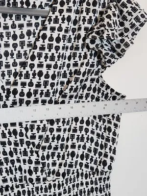 Ryegrass White and Black Perfume Print Blouson Midi Dress Size Large thumbnail 6