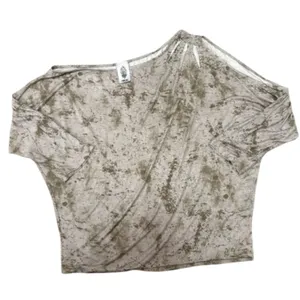 Vocal Gray Acid‎ Wash One Shoulder Dolman Top Rhinestone Cutout Edgy Size XL thumbnail 1