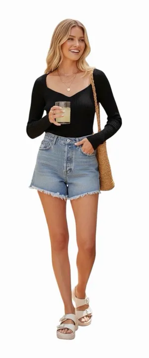 L*Space Camryn Black Ribbed Knit Sweetheart Neck Sweater Women’s Small NWT thumbnail 1