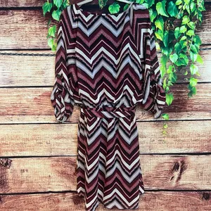 Vintage Speechless Chevron Dress Womens 2X Mini Midi Purple Belted Scoop Neck thumbnail 3