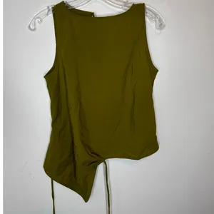 OGL Asymmetric Side Ruched Built-In Bra Tank Top Olive Oil Green Size S New thumbnail 3