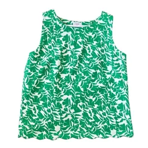 J.Crew green floral scalloped hem cross back top small thumbnail 2
