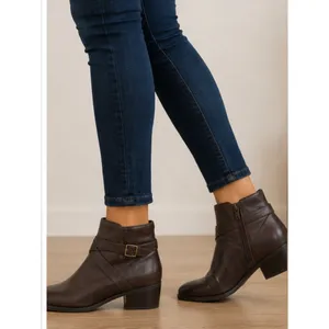 London Fog Faux Leather Women's Brown Ankle Boots with Side Zip thumbnail 2