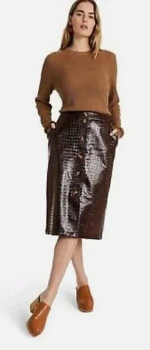 Rachel Comey X Target Dark Brown Faux Leather Snake‎ Knee Length Pencil Skirt 2 thumbnail 1