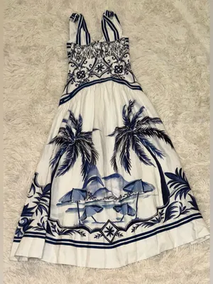 NEW Farm Rio Wonderful City Tropical Print Off White Maxi Dress sz XXS thumbnail 10