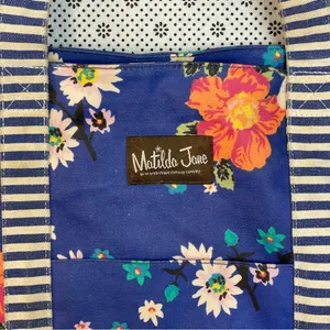 Bright Striped Summer Diaper Carry Matilda Jane Blue Floral Tote Bag thumbnail 5