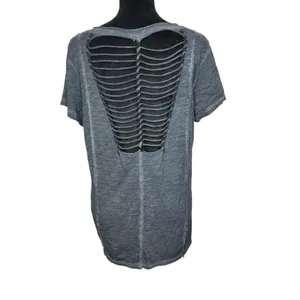 Harley Davidson Women's Size L Large Gray Grey Tee Slash Back Americana Moto thumbnail 4