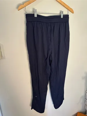 NWOT Halara drawstring curved hem track pants blue small thumbnail 4