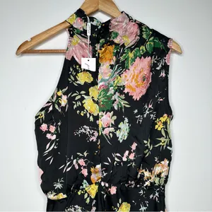 Petal + Pup Anabelle Halter Neck Black Floral Mini Dress Size Medium thumbnail 5