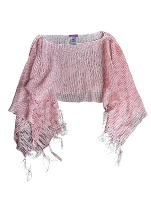 Edikted Sequin Fringe Knit Poncho Pink Flowy Flattering Size XS/Small NWOT thumbnail 2