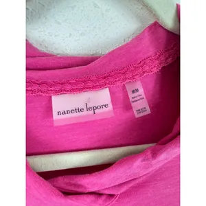 Nanette‎ Lepore Magenta Pink Cold Shoulder Cowl Neck Long Sleeve Top Mesh Trim M thumbnail 5