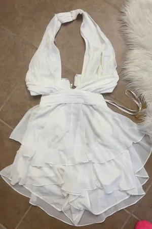 The Clothing Company White Chiffon ruffled Skort Dress/backless thumbnail 2