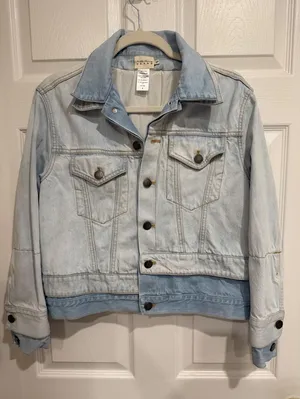 Alice + Olivia Jeans Two Tone Double‎ Jacket Spring Personality Denim Blue thumbnail 1