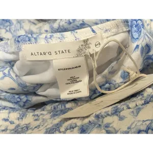 Altar'd State Floral Tiered Maxi Dress XXS Blue White Puff Sleeve Smocked NWT thumbnail 9