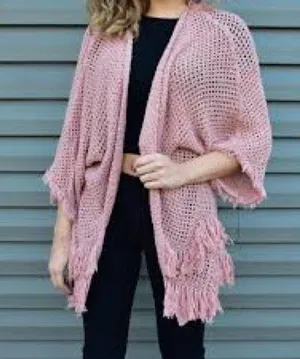 AMERICAN EAGLE OUTFITTERS Fringe 3/4 Sleeve Oversized Women's Cardigan Size M thumbnail 1