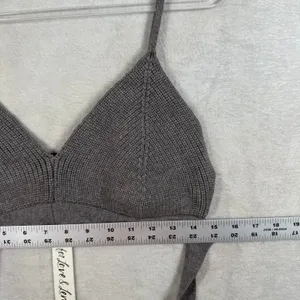 For Love & Lemons Knit Bralette Top Taupe Gray Wrap Tie 2X NEW thumbnail 4