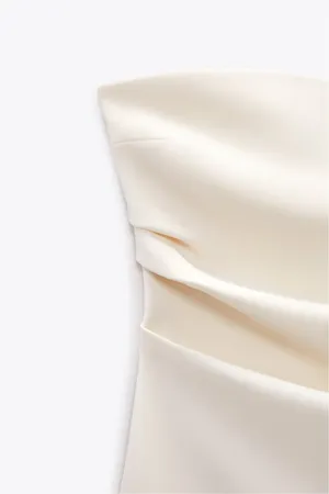 Zara dress bodycon strapless sleeveless tailored midi white wedding party thumbnail 12