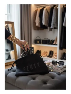 new Fenty Puma ✰ Drawstring Embroidered Black Velvet Logo Dustbag ✰ Rihanna RiRi thumbnail 2