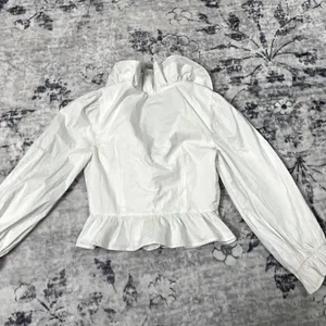 Majorelle White Ruffle Trim Blouse Sz Small thumbnail 2