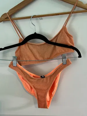 Triangl Mica bikini Set in a sparkly metallic orange color ombré Size XS thumbnail 4