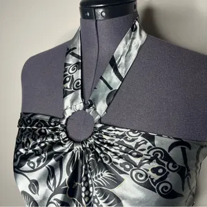 Y2K Vintage Charlotte Russe Satin O Ring Halter Neck Ruched Blouse Going Out Top thumbnail 4