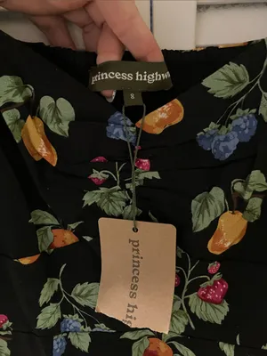 Princess Highway Black French Fruit Midi Dress Size Small NWT thumbnail 2