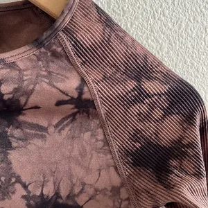Victoria's Secret Pink Active Cropped Stretch Long Sleeve Top Dark Tie Dye Small thumbnail 3
