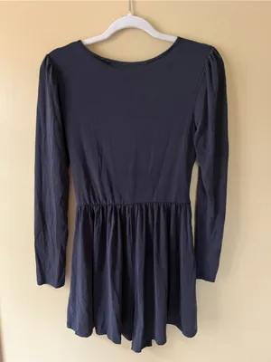 Women's Black Long-Sleeve Wrap Romper Dress thumbnail 5