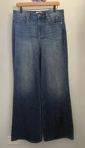 Evereve 31 Wide Leg Trouser Jeans Dark Wash Medium Relaxed thumbnail 1