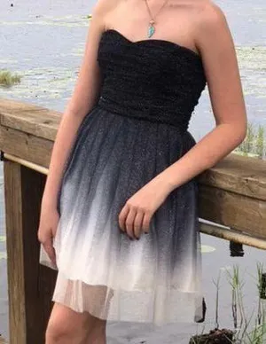 Strapless black & silver mini dress thumbnail 4