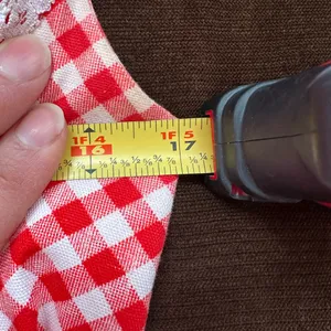 Red White Retro Gingham Checkered Lace Sleeveless Wing Hand Made Dress Sz S thumbnail 14