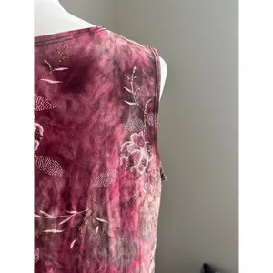 Only 9 Tank‎ Top Women Large Burgundy Excellent Floral Animal Print Shimmer thumbnail 6