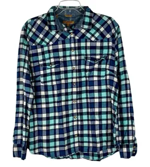 Jachs Girlfriend Bea Plaid Flannel Pearl Snap Western Shirt XL thumbnail 1