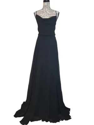 Lulus Romantically Speaking Black Cowl Lace-Up Maxi Dress Size M thumbnail 5