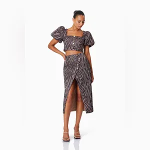 Elliatt Mikayla Crop Top and Maxi Skirt Two Piece Set In Purple Multi Small NWT thumbnail 2