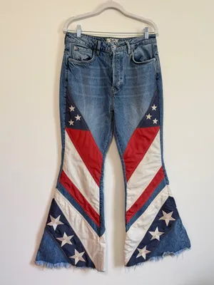 Free People Betsy USA Flare Jeans Flag RARE We the Free Size 30 Women’s NEW NWOT thumbnail 3
